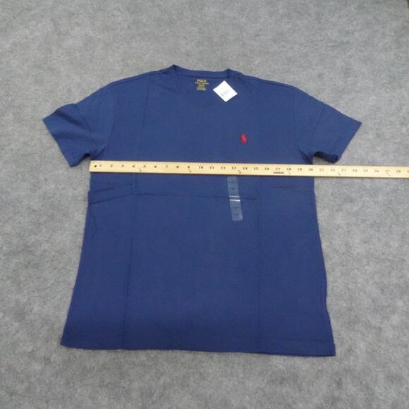 Polo Ralph Lauren T Shirt Mens Small V Neck Rustic Navy Blue Red Pony Cotton U - Picture 7 of 12